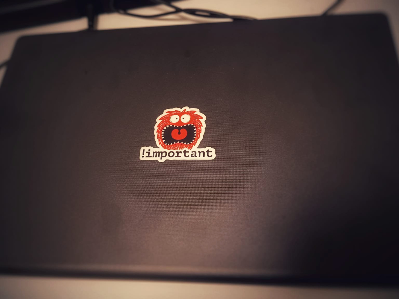 Amit Sheen's laptop with CSS sticker !important.